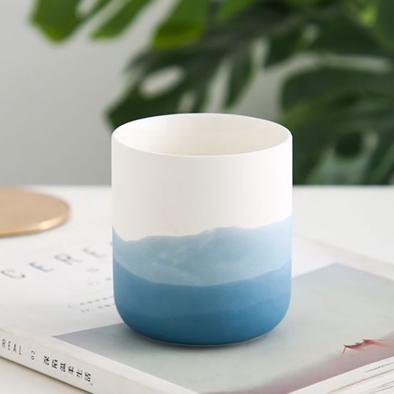 M&Scent Decorrative Ceramic Blue at White Vase Taper Tealight Candle Holder, Lantern at Candle Jars