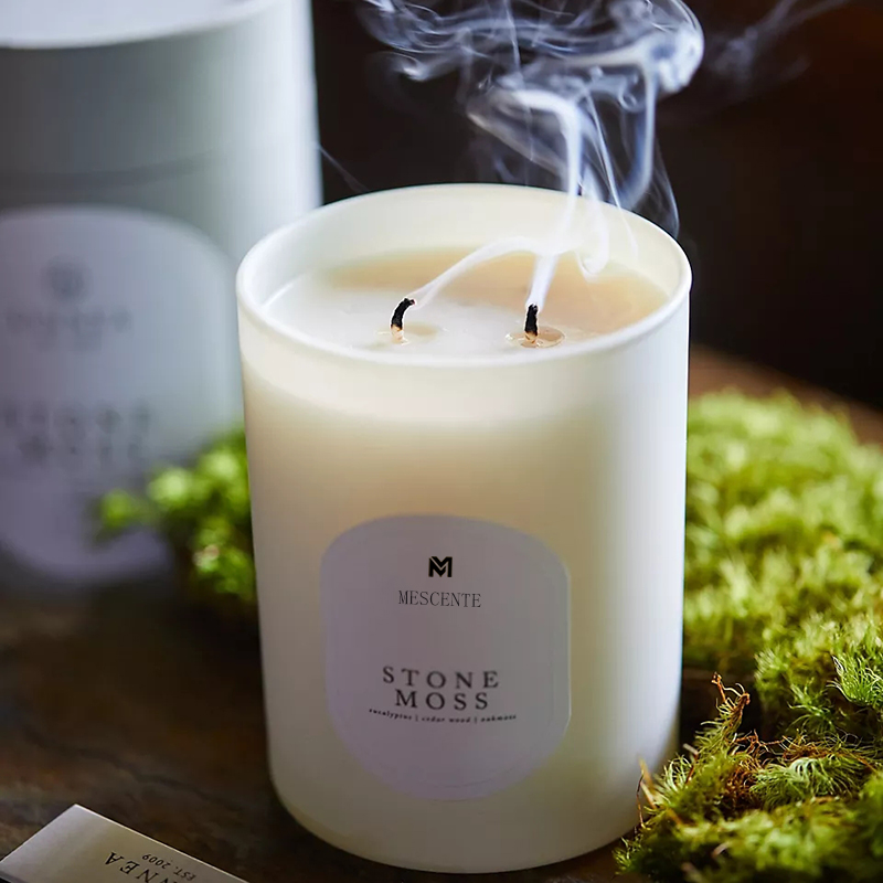 M&Scent Custom Logo Meditation Non-Toxic Stones Herb Hand poured Natural Scented Soy Wax Crystal Candles