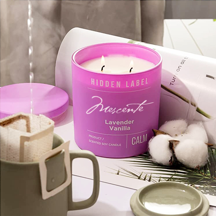 M&Scent Wholesale Luxury Private Label Black Jars Scented Soy Wax Candles With Crystals