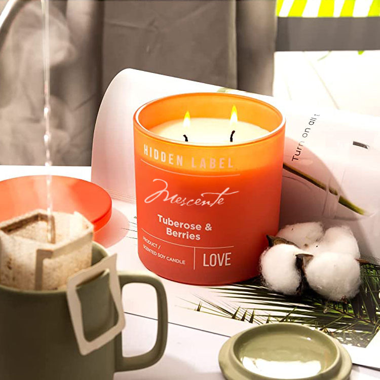 M&Scent Wholesale Luxury Private Label Black Jars Scented Soy Wax Candles With Crystals