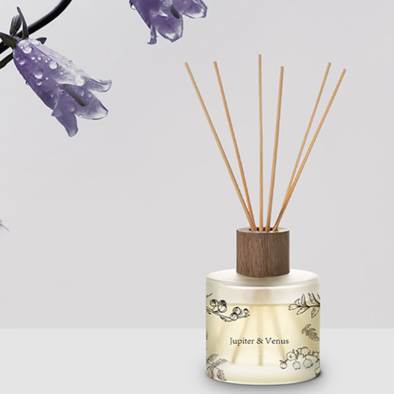 M&Scent Wholesale Luxury Custom Decorative Amber Glass Walang Sunog Natatanging Transparent Floral Aroma Reed Diffuser
