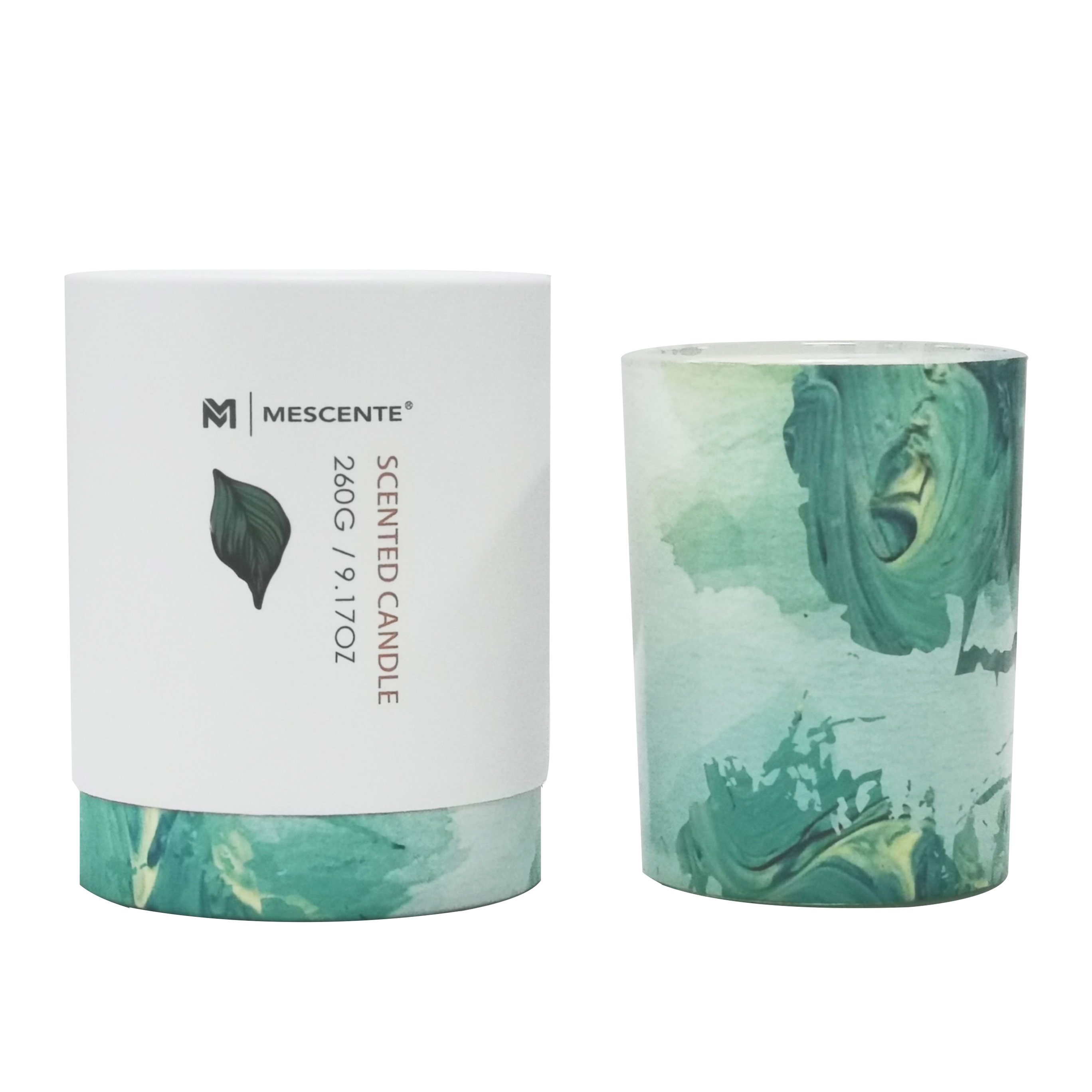 M&Scent wholesale private label green glass jar palm candle, mga paglilinis na kandila