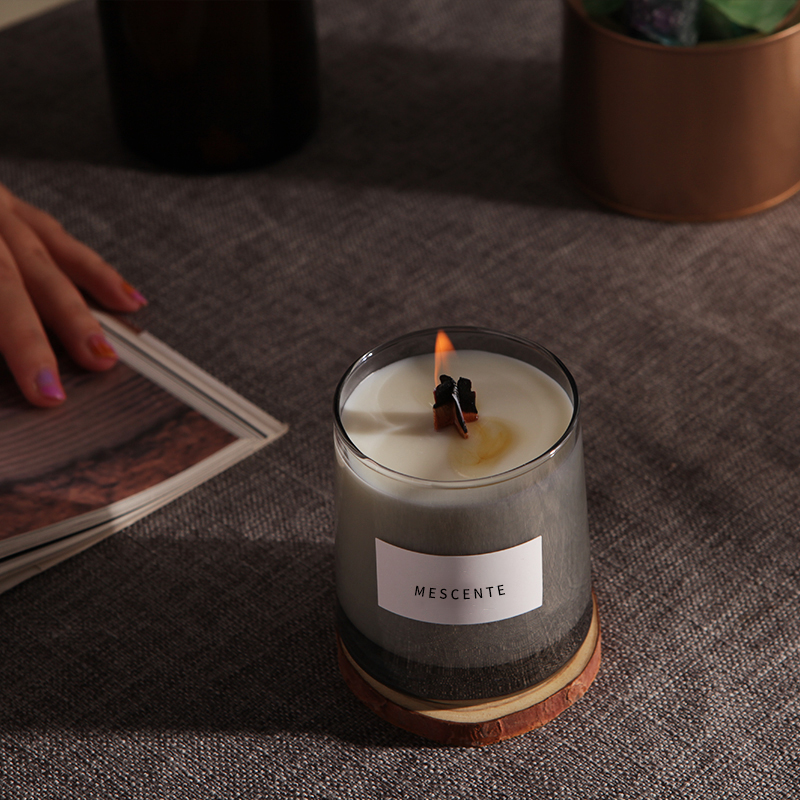 M&Scent luxury glass jars crystal wooden wicks scented soy wax candle, wedding candles
