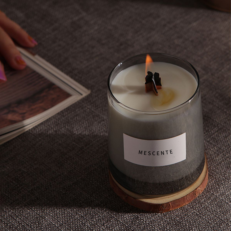 M&Scent luxury glass jars crystal wooden wicks scented soy wax candle, wedding candles