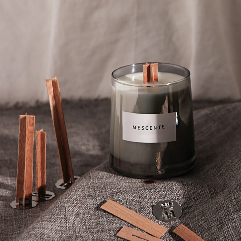 M&Scent luxury glass jars crystal wooden wicks scented soy wax candle, wedding candles