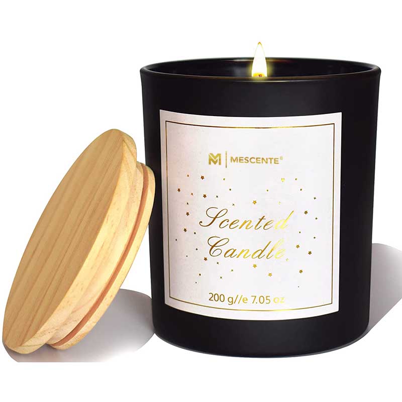 M&Scent Custom Logo Mini Round Crystal Glass Bottle Strong Coffee Soy Wax Scented Candles na may Kahon sa Bulk