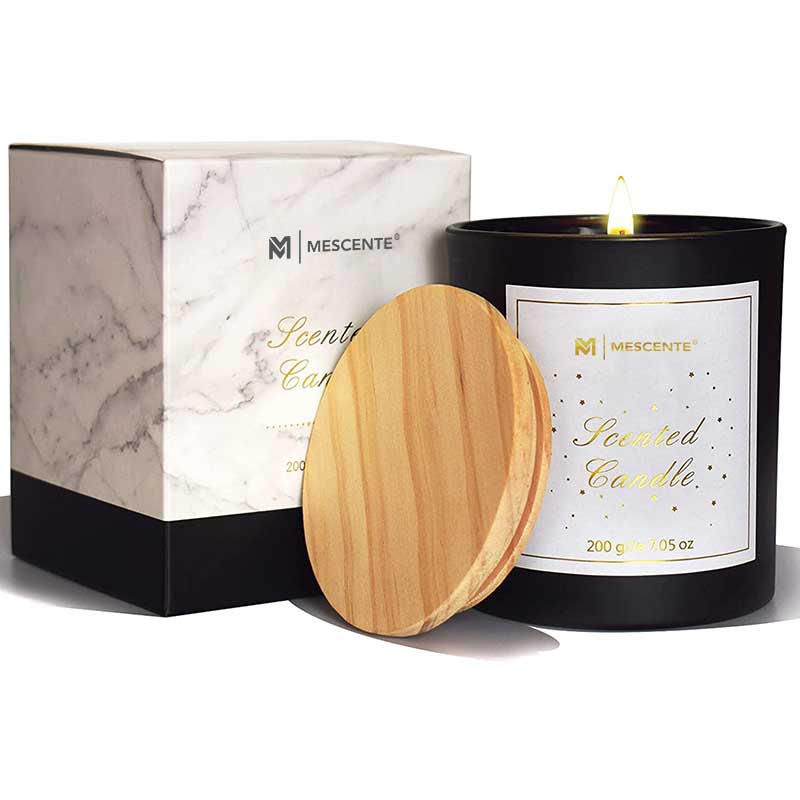 M&Scent Custom Logo Mini Round Crystal Glass Bottle Strong Coffee Soy Wax Scented Candles na may Kahon sa Bulk