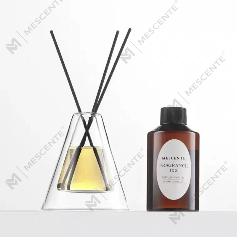 Custom na Malaking Hex Essenza Unique Glass Bottle White Frosted Extra Air Aroma Reed Diffuser Pabango ng Bahay, Reed Diffusers Pasko