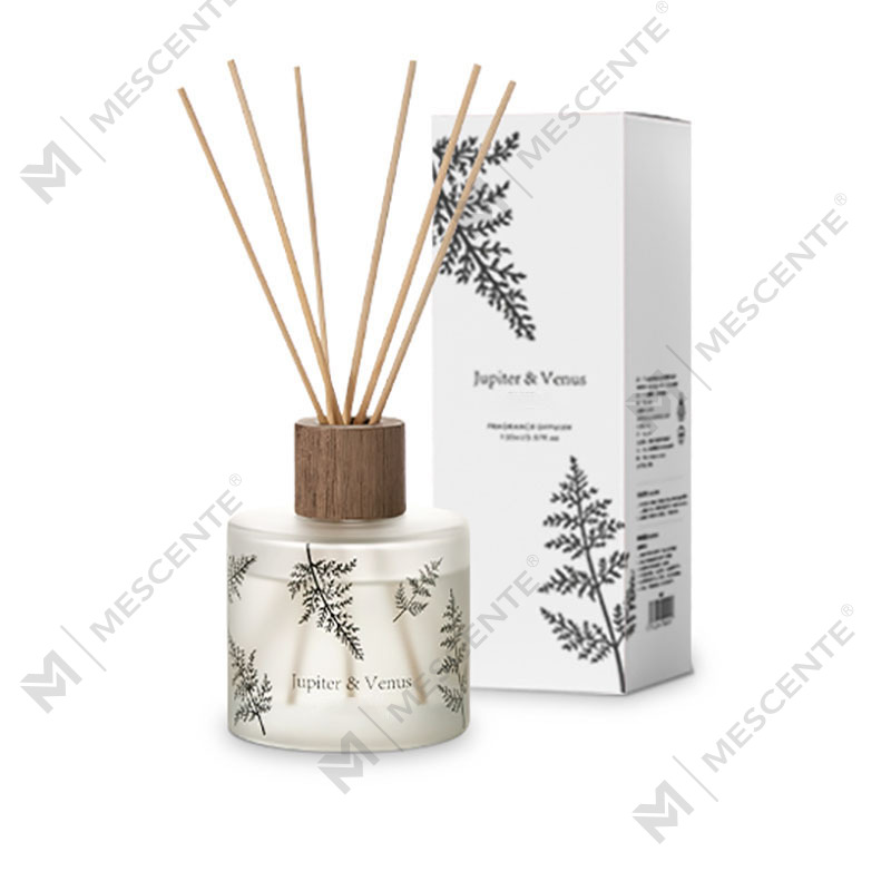 M&Scent Wholesale Luxury Custom Decorative Amber Glass Walang Sunog Natatanging Transparent Floral Aroma Reed Diffuser