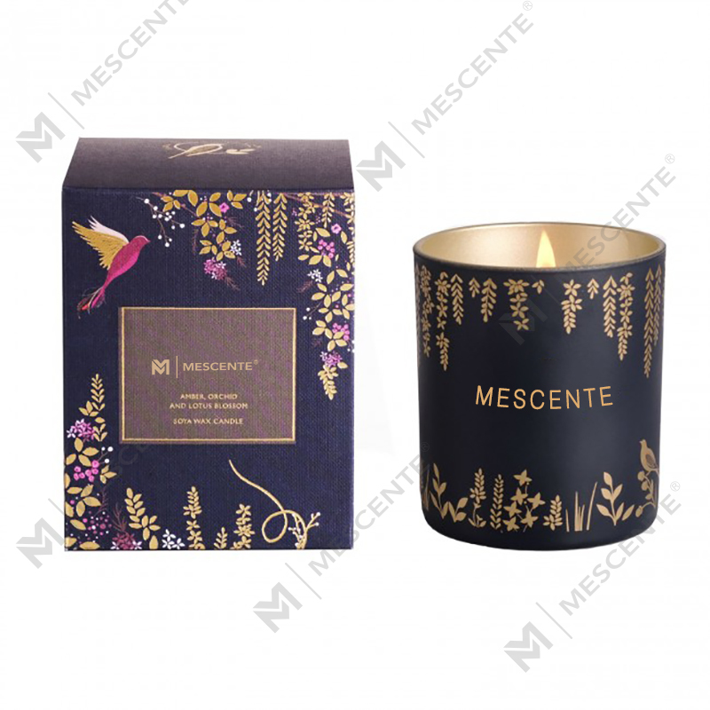 Private Label Personalized Black Wood Wick Candles Scented Luxury With Crystals