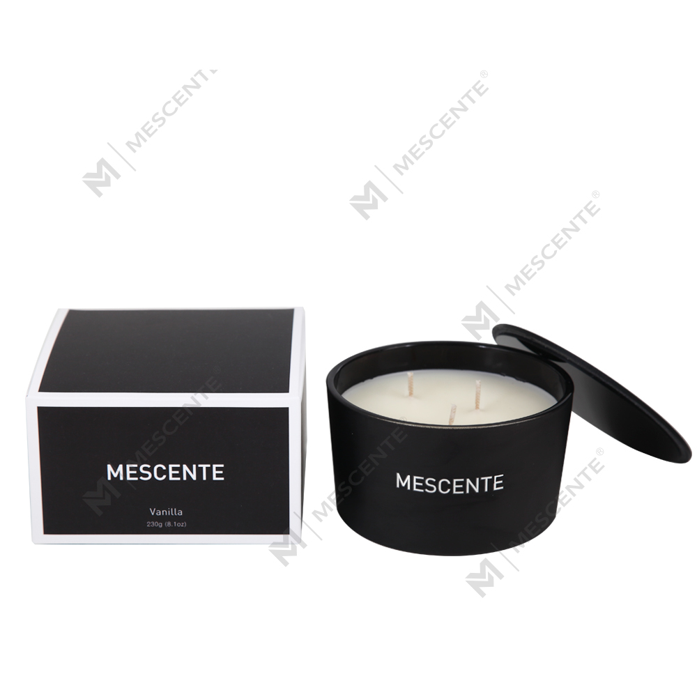 Mescente Wholesale Pribadong Label Glass Jar 3 Wick 100% Soy Wax Scented Candle