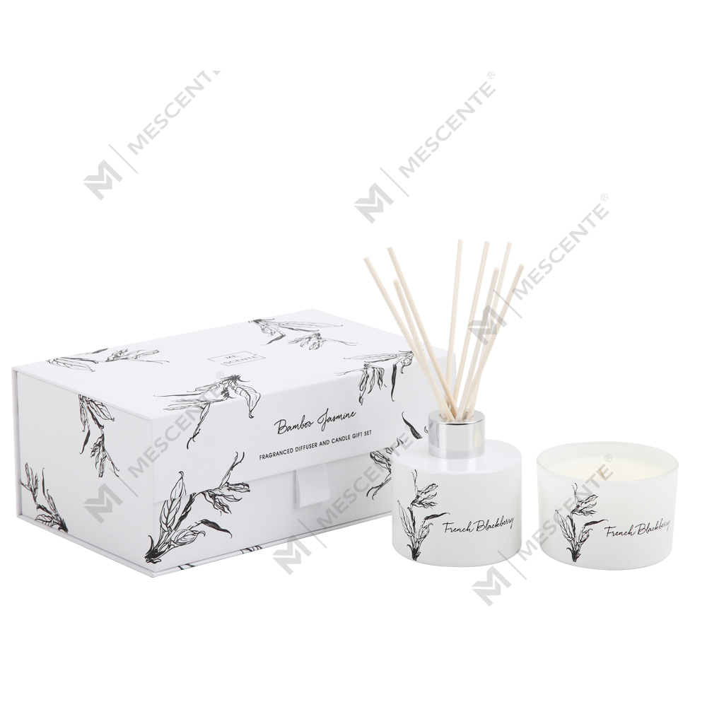 Mescente wholesale luxury private label aroma reed diffuser at scented candle gift set
