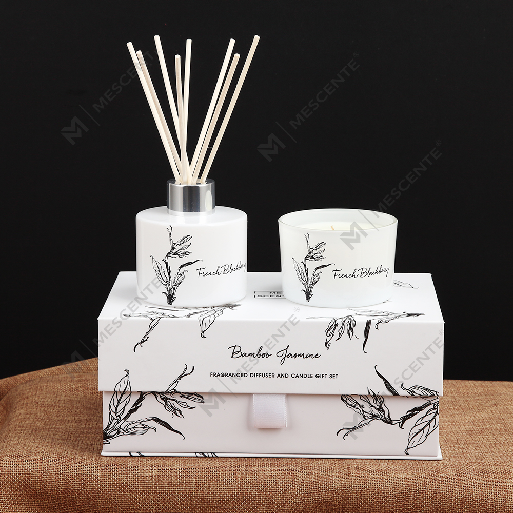 Mescente wholesale luxury private label aroma reed diffuser at scented candle gift set