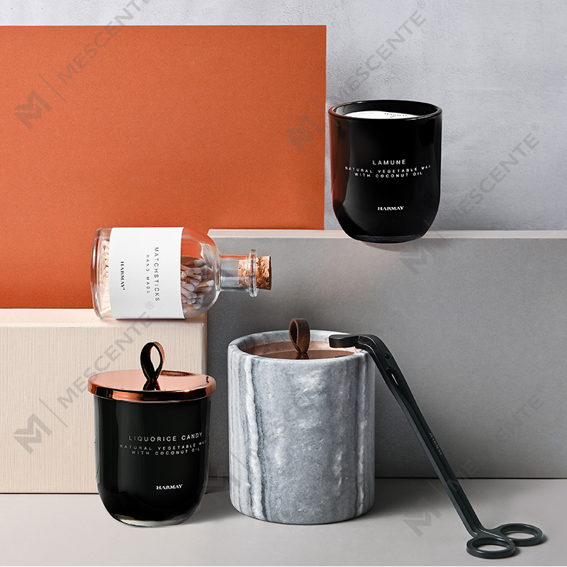 M&Scent Wholesale Luxury Custom Dekorasyon Pribadong Label Black Glass Crystal Scented Soy Wax Candles