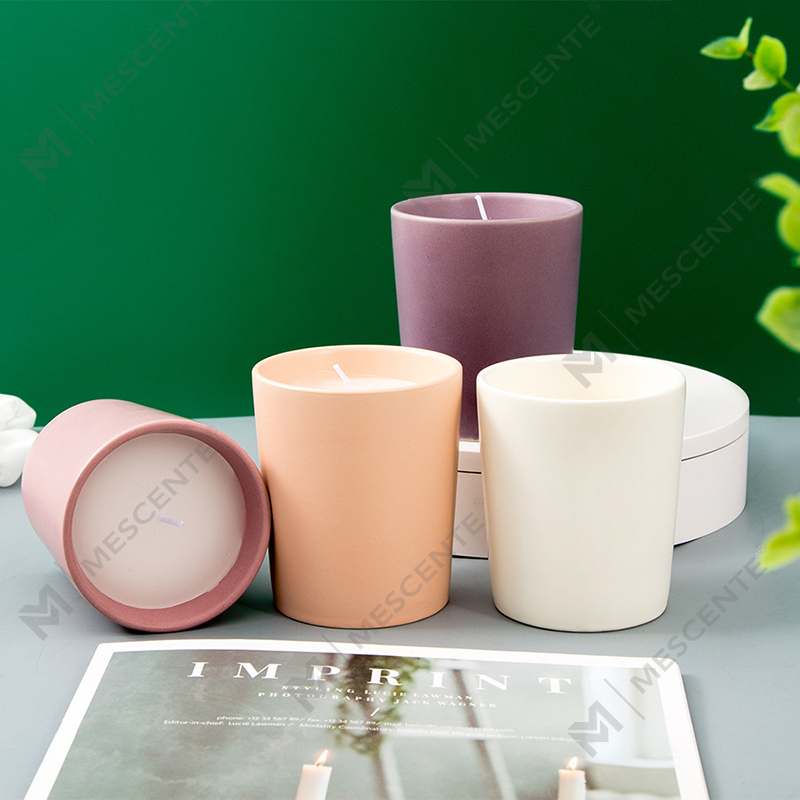 Luxury Customized Ceramic Jars Pribadong Label Citta Labeled Scented Soy Wax Candles With Dried Flowers