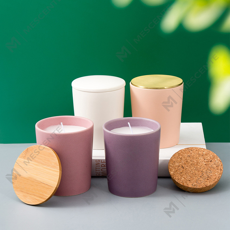 Luxury Customized Ceramic Jars Pribadong Label Citta Labeled Scented Soy Wax Candles With Dried Flowers