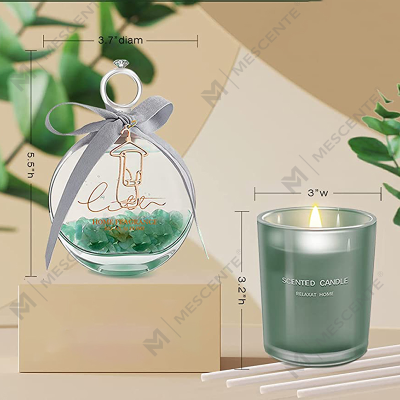 M&S cent Lemon Basil Scented Oil Reed Diffuser at Scented Candle Gift Set na may Sticks para sa Bahay