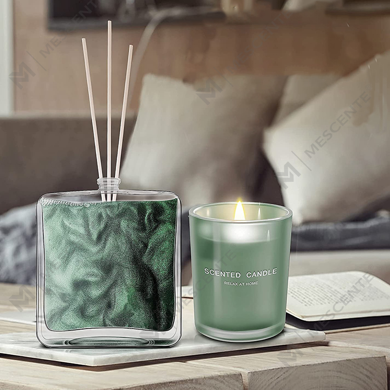 M&S cent Lemon Basil Scented Oil Reed Diffuser at Scented Candle Gift Set na may Sticks para sa Bahay