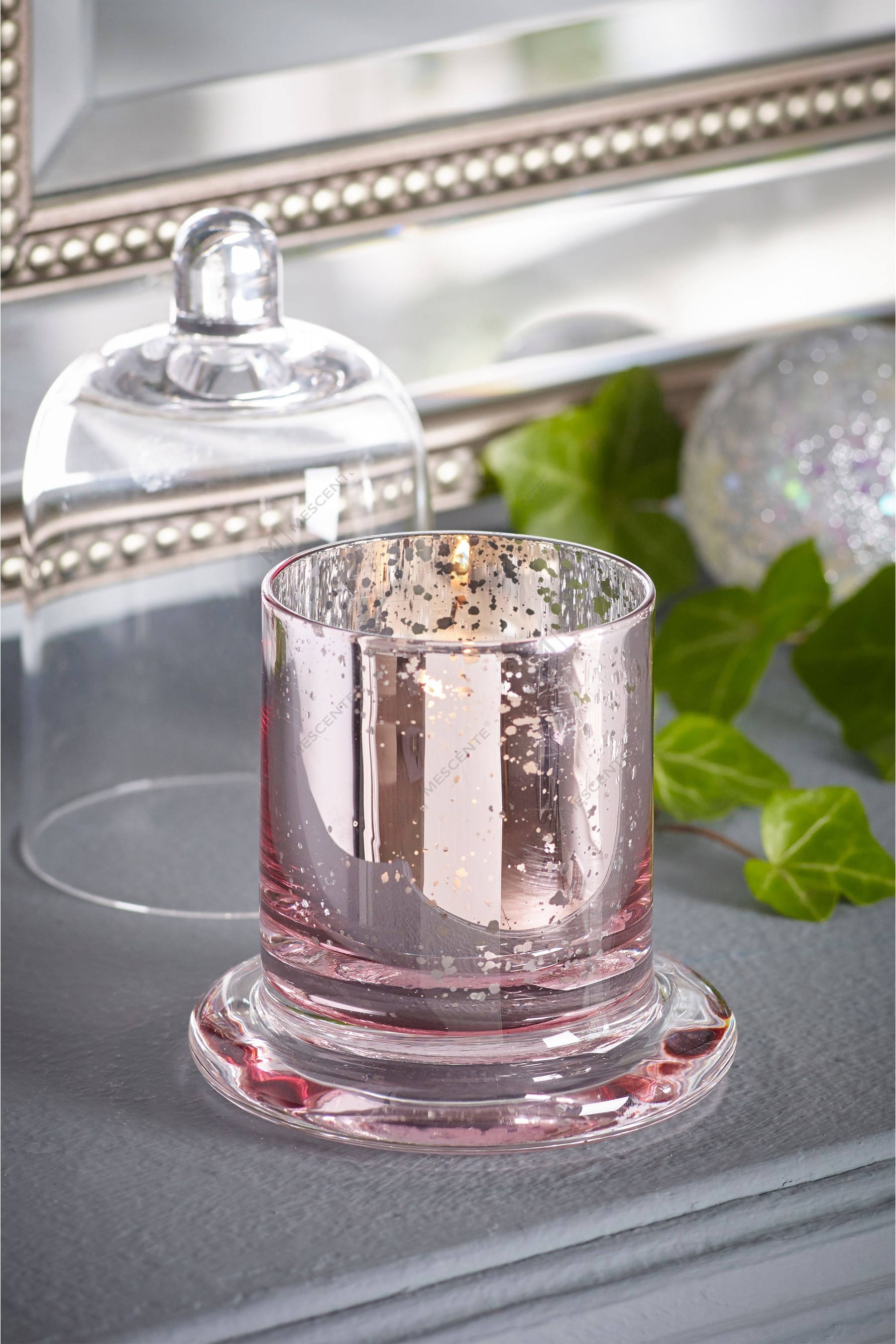 Mescente Luxury Silver Domed cover Mabangong Candle holder glass dome Jars