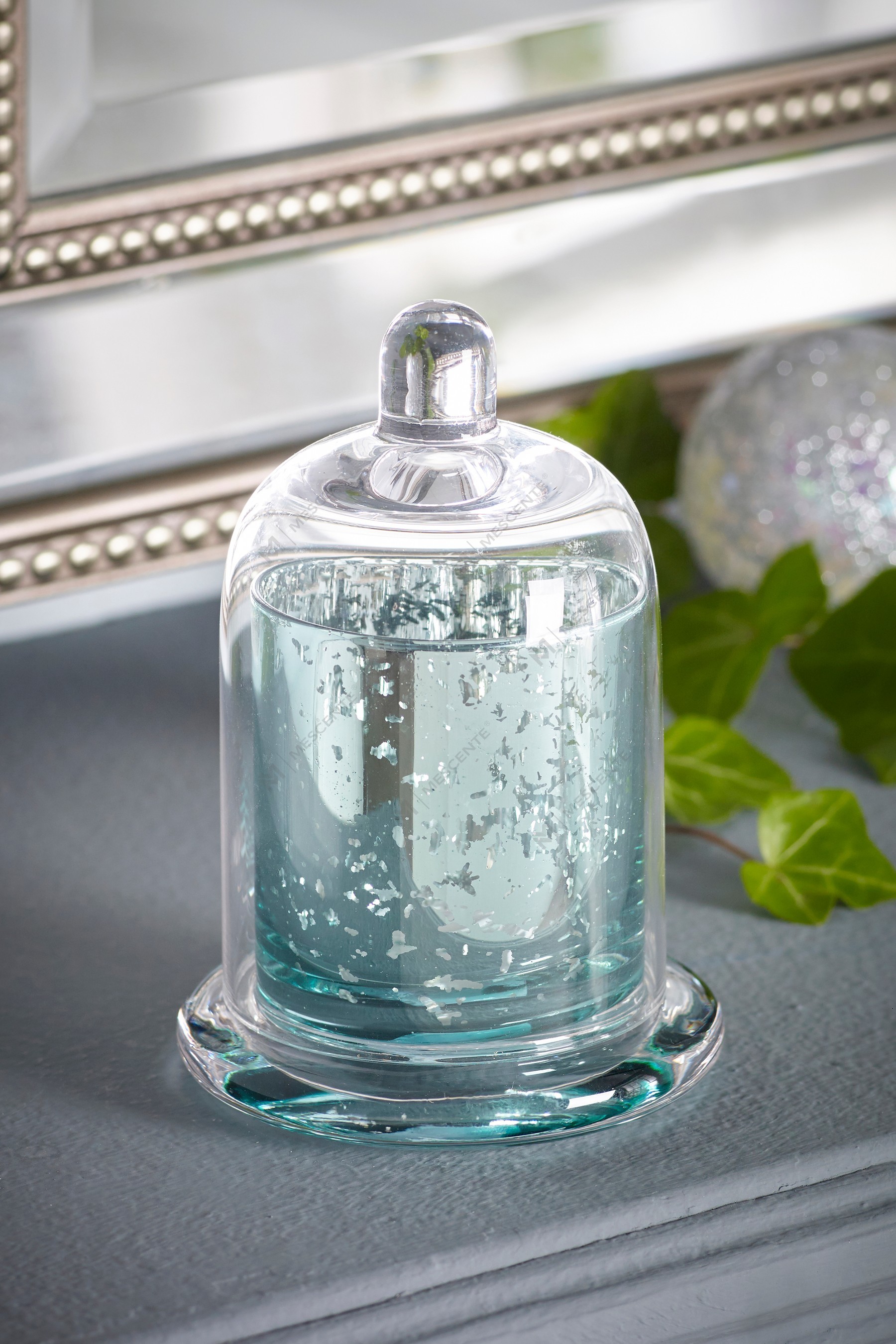 Mescente Luxury Silver Domed cover Mabangong Candle holder glass dome Jars