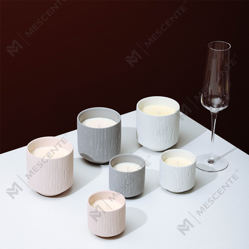 M&Scent Wholesale Luxury Ceramic Empty Square Matte Black Natatanging Amber Candle Jars na May Wooden Lid