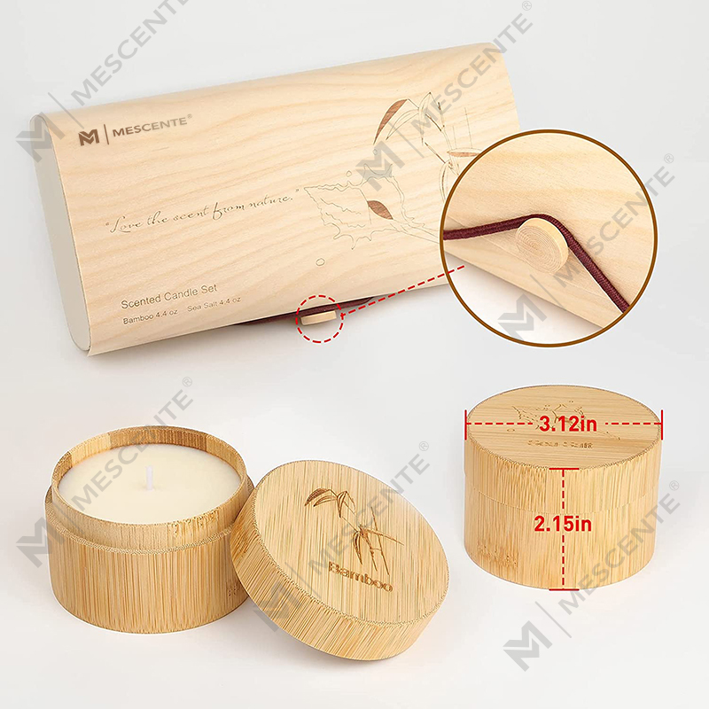 Mabangong Bamboo at Sea Salt Candles para sa Home Scented, Soy Wax Organic Candle Set