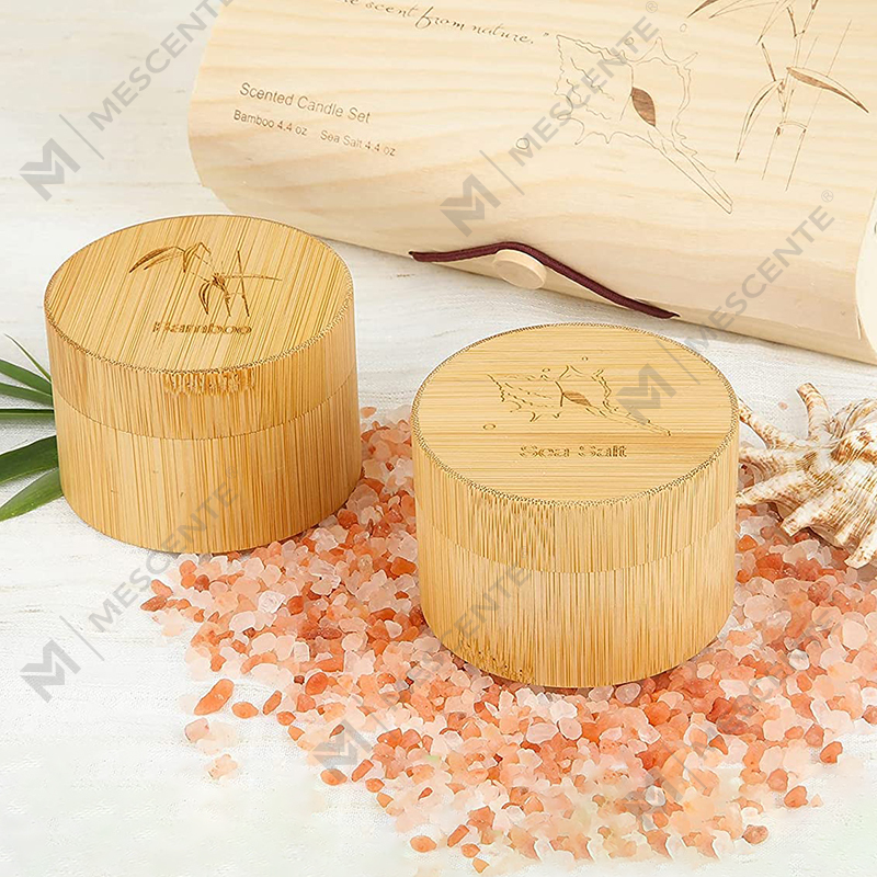 Mabangong Bamboo at Sea Salt Candles para sa Home Scented, Soy Wax Organic Candle Set