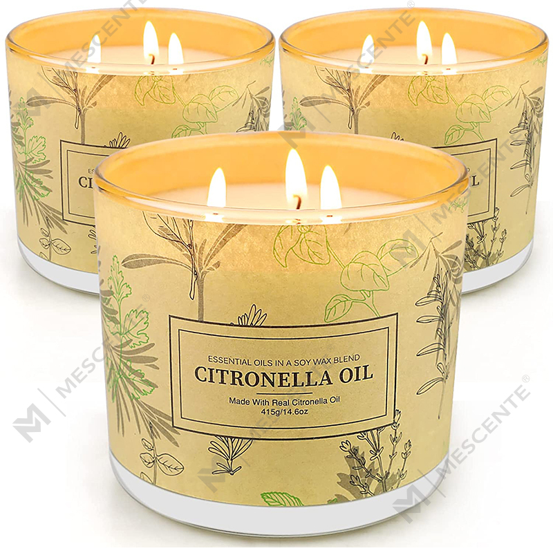 Long Lasting 3 Wick Jar Scented Aromatherapy Citronella Oil Candles Sets para sa Home Garden Patio Balcony