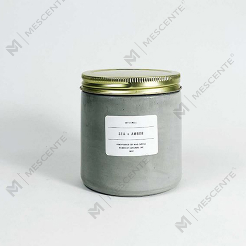 White Custom Concrete Jar Scented Candle na may Takip