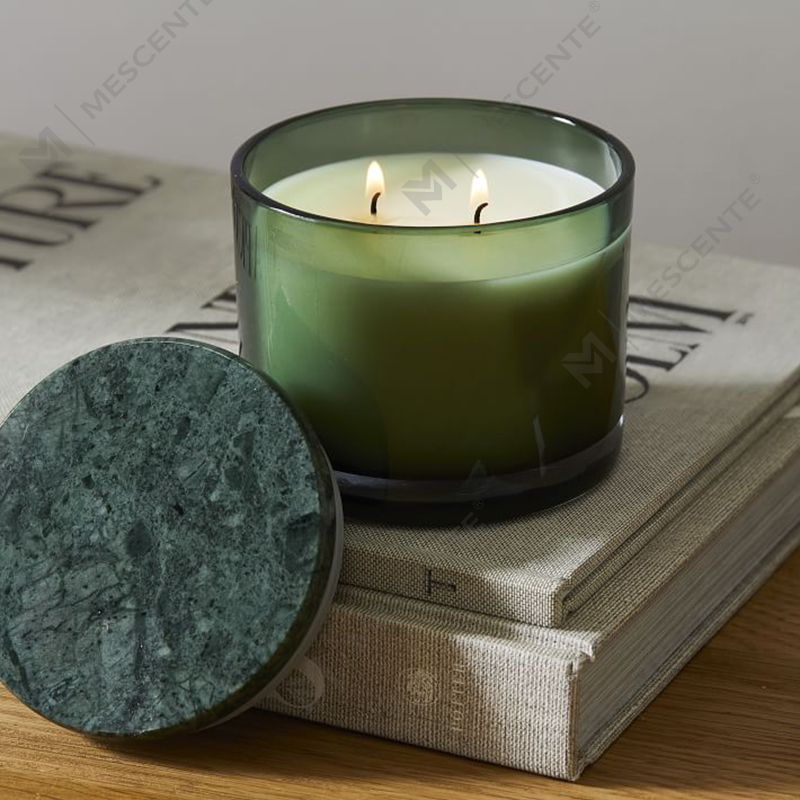 Pakyawan Low Moq Luxury Walang label na 2 Wick Vitrina Marble Lidded Candle