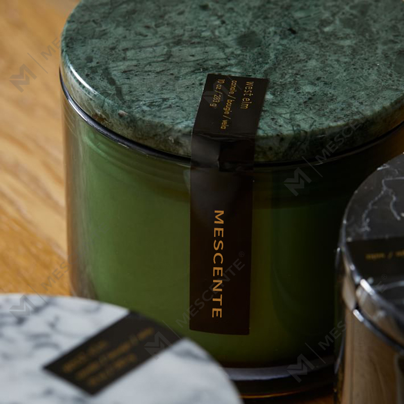 Pakyawan Low Moq Luxury Walang label na 2 Wick Vitrina Marble Lidded Candle