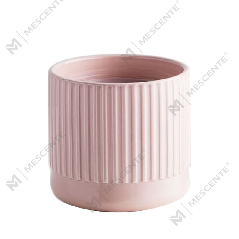 Pasadyang Tindahan na Nagbebenta ng Walang Label Fluted Pink Ceramic Trio Amber Scented Soy Candle
