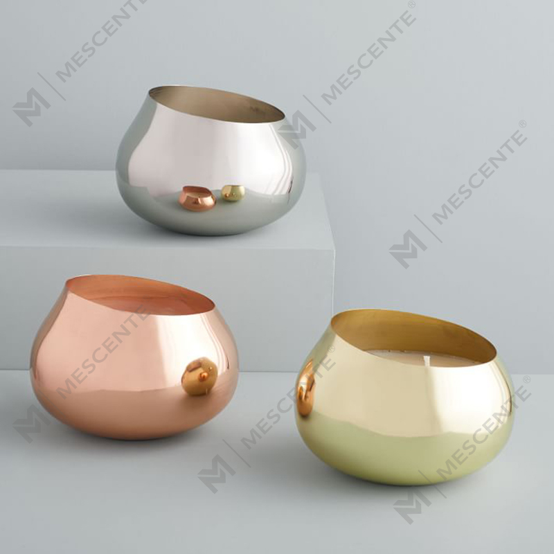 pakyawan na kulay luxury pribadong label Angled Metal Round Scented Candles