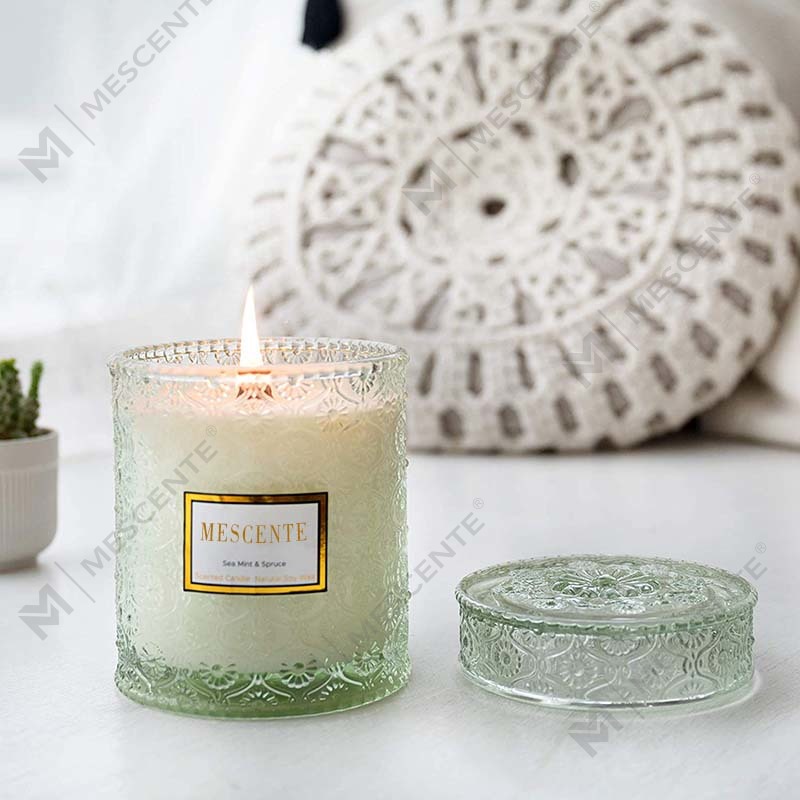 M&S cent Homemade Eucalyptus Spearmint Soy Wax Dried Flower Scent Spa Candle