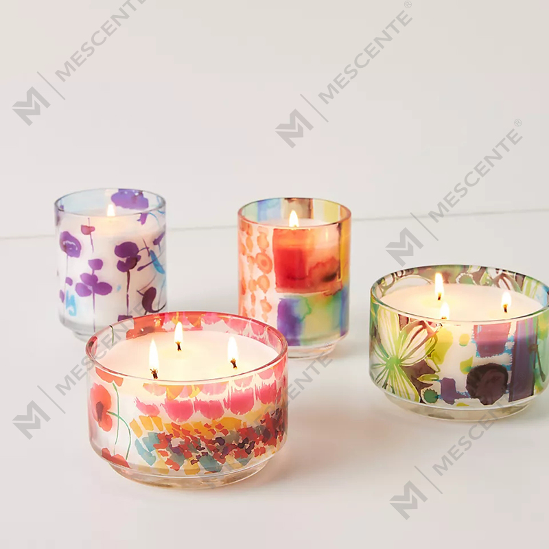 M&Scent Luxury Custom na Dekorasyon Pribadong Label 3 Wick A Sunday Painter Glass Crystal Scented Soy Wax Candles