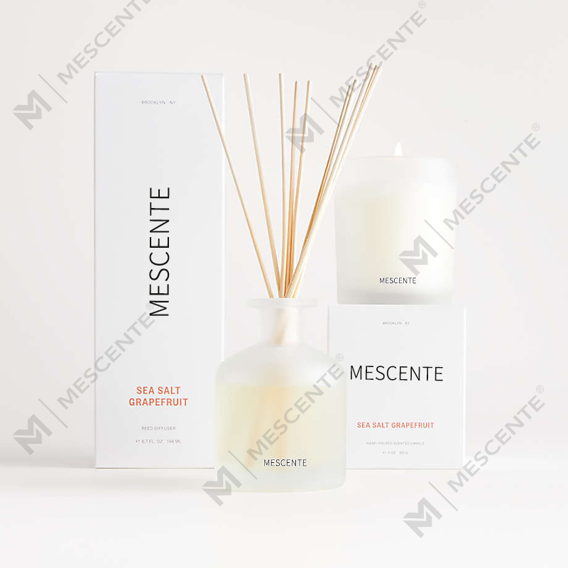 M&Scent luxury private label purple color aroma reed diffuser gift set na may kahon