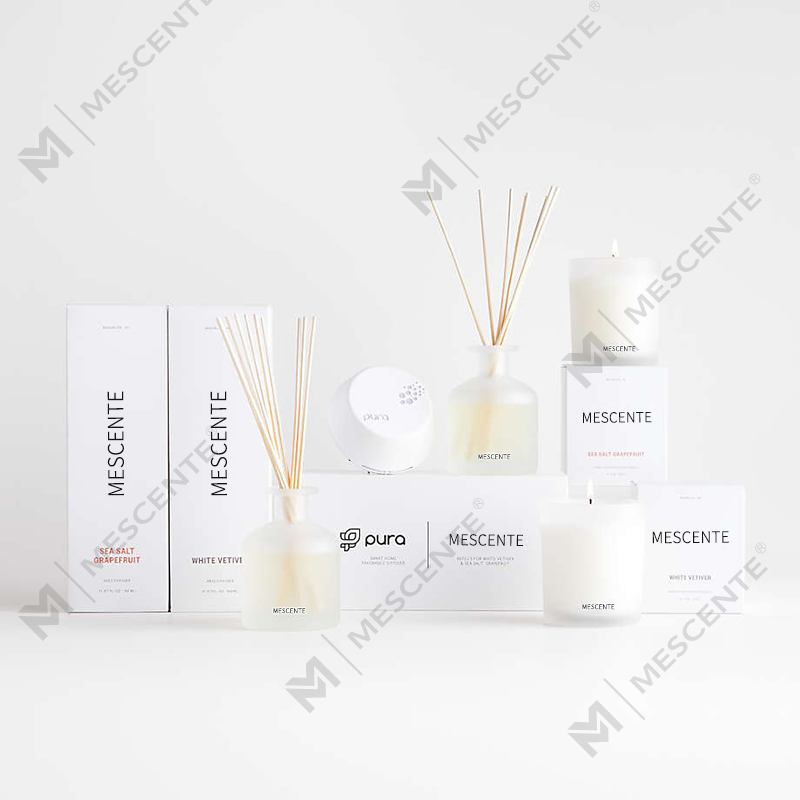 M&Scent luxury private label purple color aroma reed diffuser gift set na may kahon